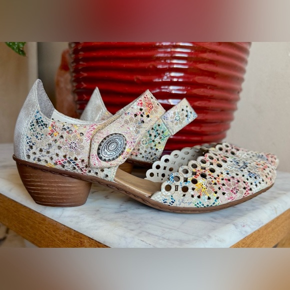RIEKER Mirjam 53 Mary Jane Leather Pumps Beige Multi Women’s EU 39 / US 8 - Picture 2 of 16